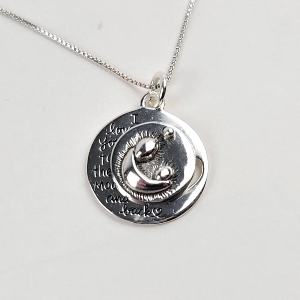 LA rocks sterling silver I love you to the moon and back pendant necklace NWT